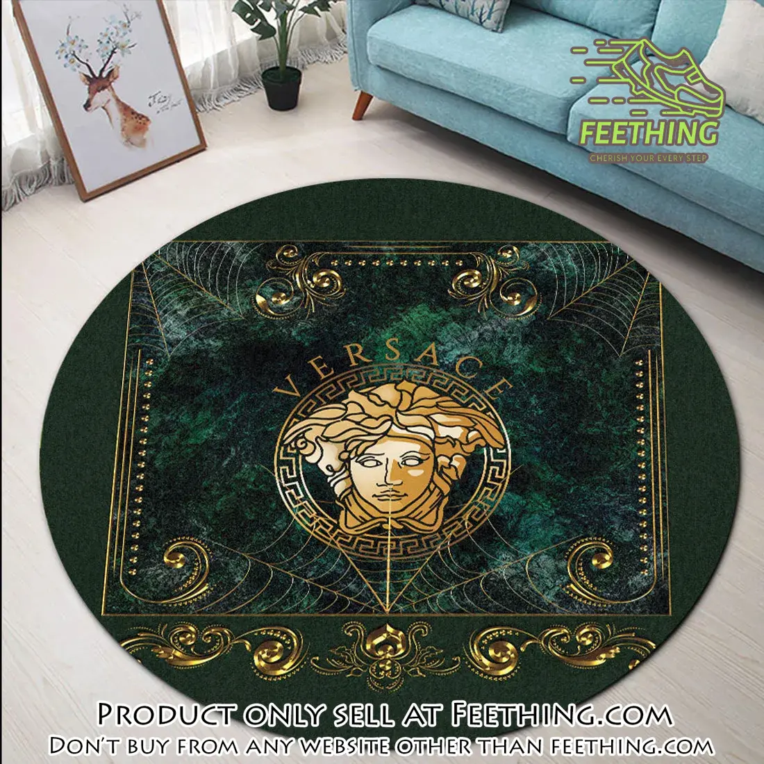 Versace medusa luxury brand round rug carpet home decor ft4405368